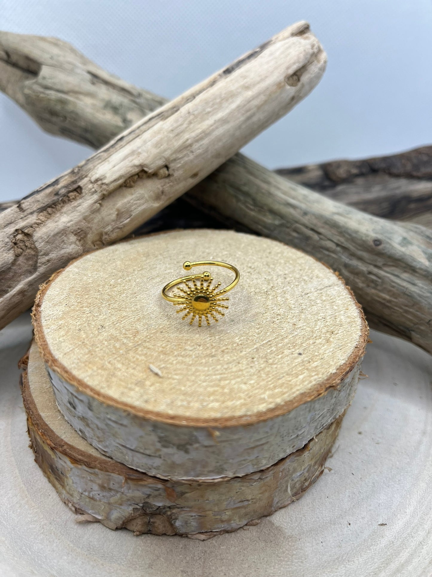 Bague en acier inoxydable tendance couleur doré ajustable à la mode