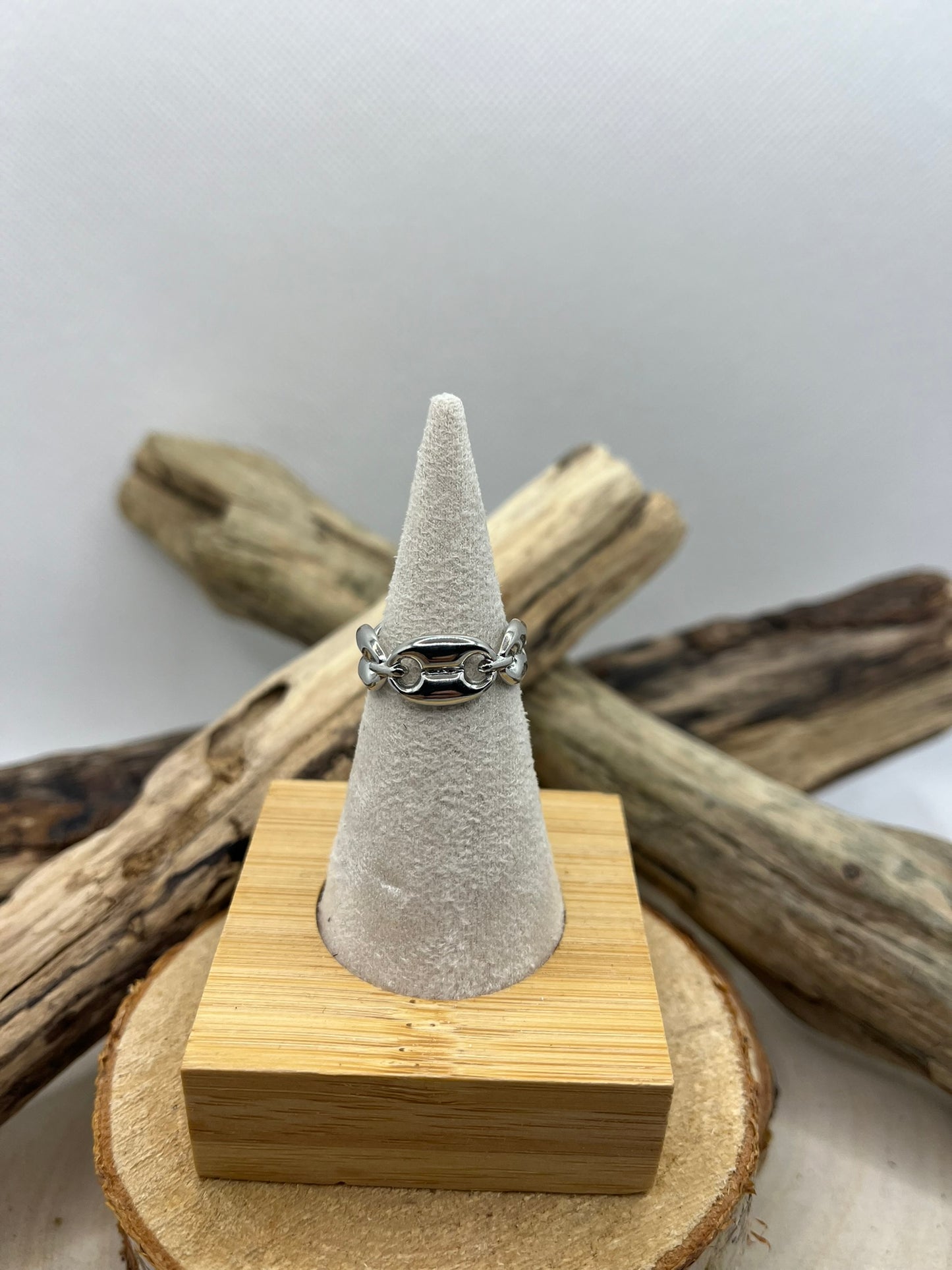 Bague en acier inoxydable prix raisonnable grain de café couleur Argenté ajustable à la mode