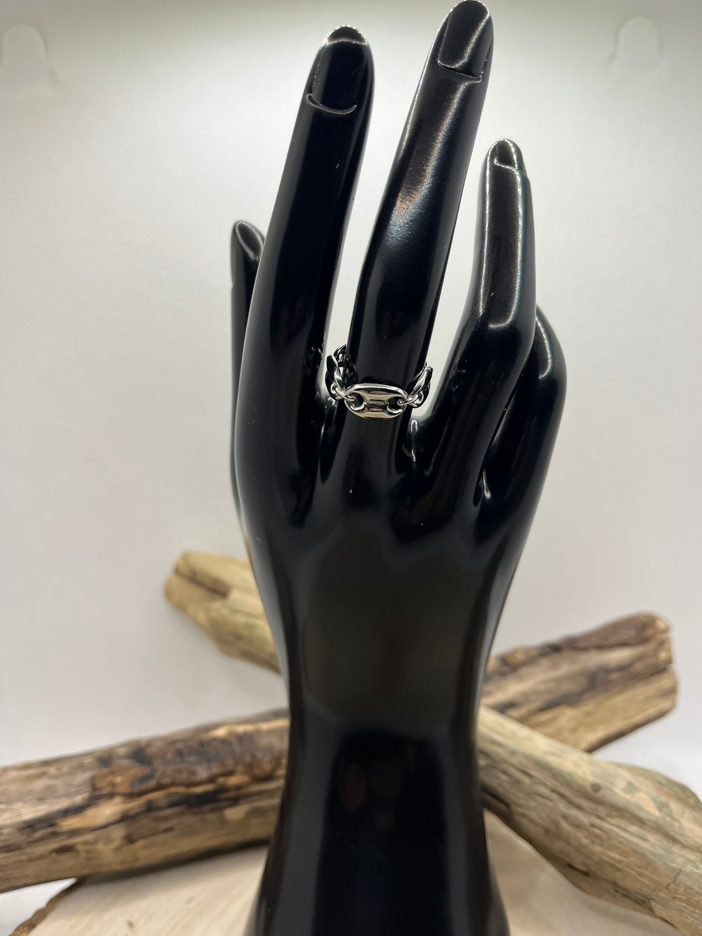 Bague en acier inoxydable prix raisonnable grain de café couleur Argenté ajustable à la mode