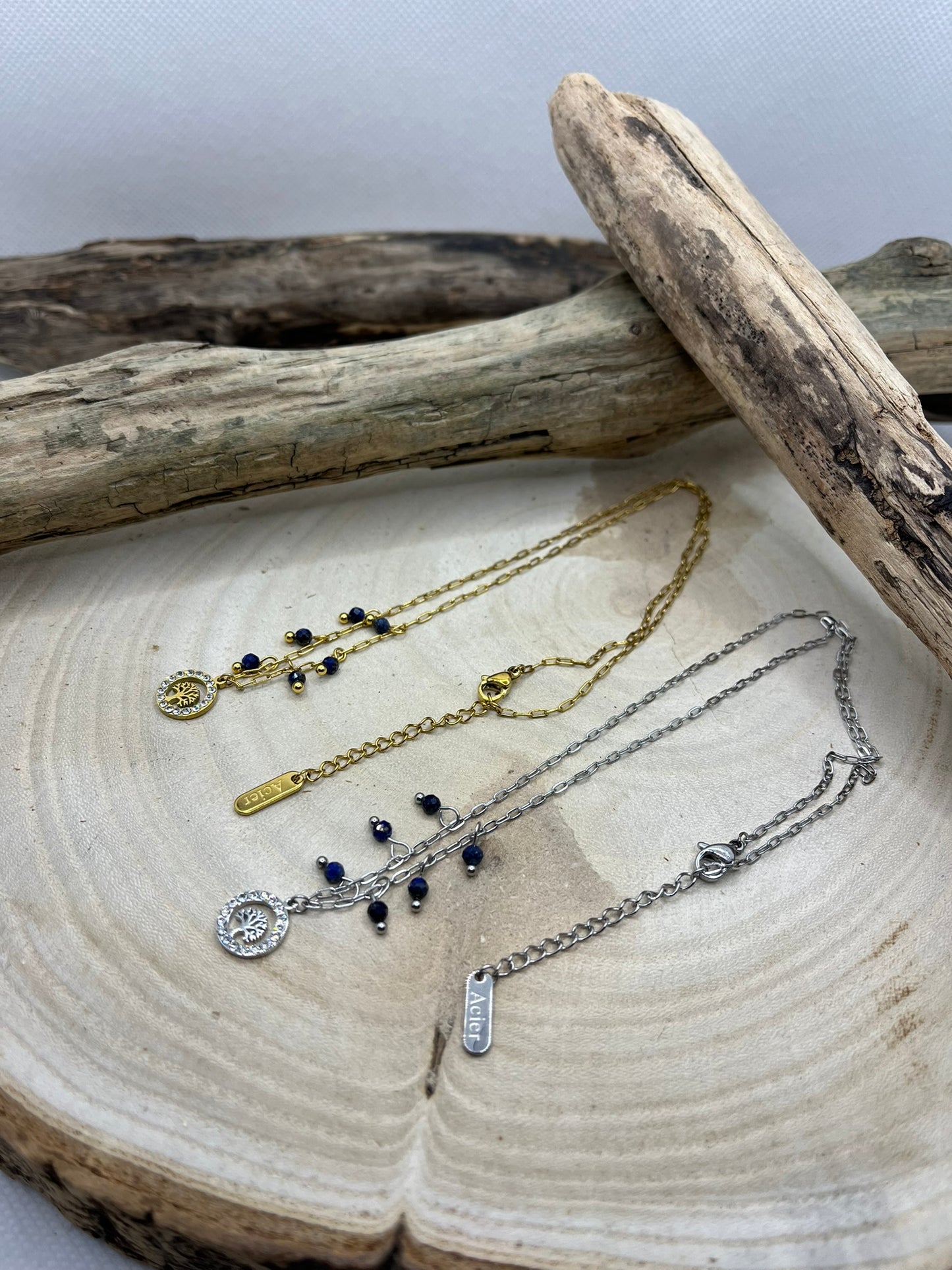 Collier Femme Chaine fine pendentif Arbre de vie Ornés de Strass brillant - Acier inoxydable Doré ou en Argenté
