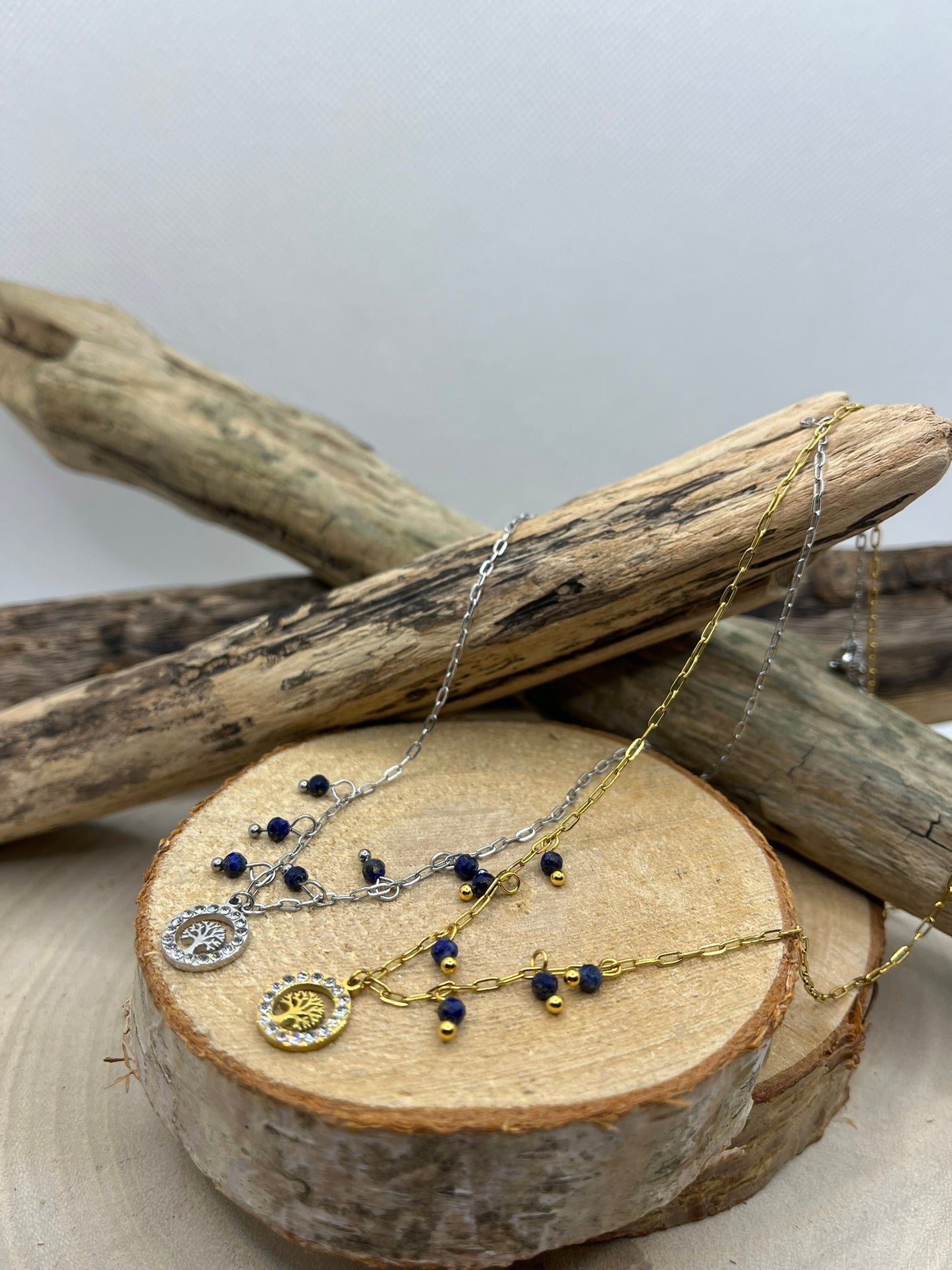 Collier Femme Chaine fine pendentif Arbre de vie Ornés de Strass brillant - Acier inoxydable Doré ou en Argenté