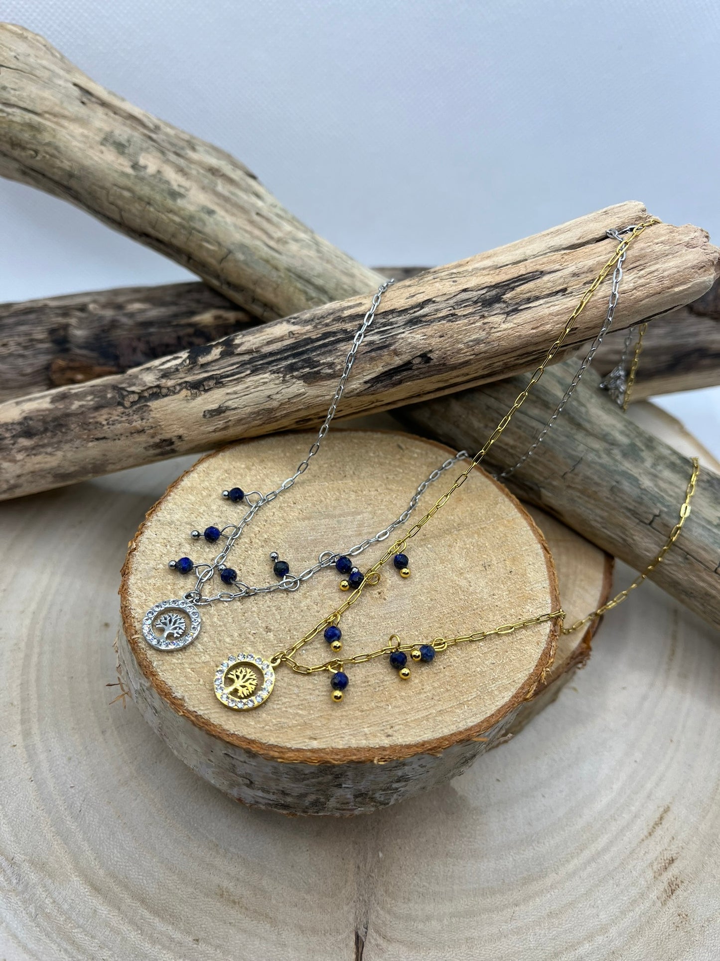 Collier Femme Chaine fine pendentif Arbre de vie Ornés de Strass brillant - Acier inoxydable Doré ou en Argenté