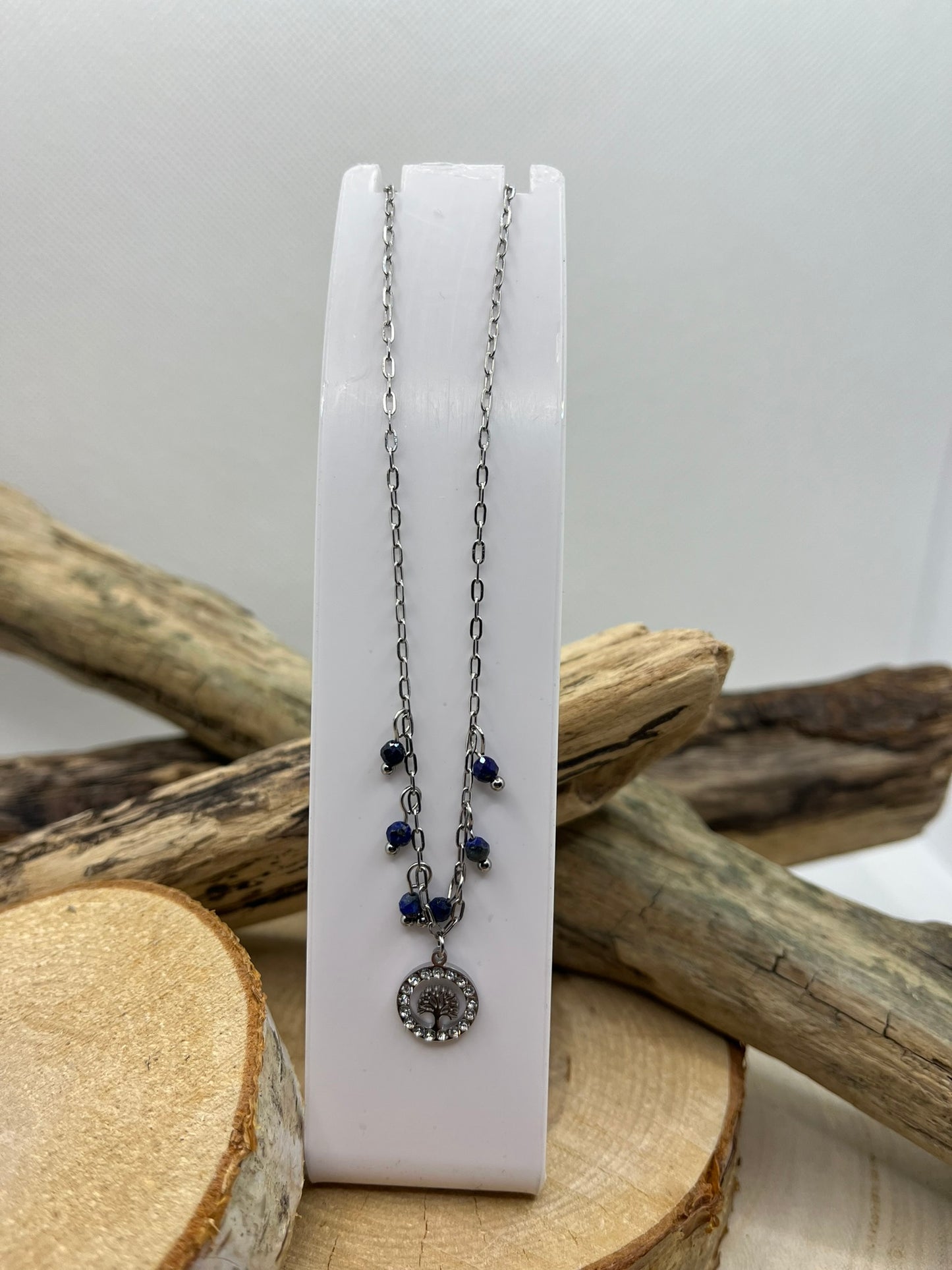 Collier Femme Chaine fine pendentif Arbre de vie Ornés de Strass brillant - Acier inoxydable Doré ou en Argenté