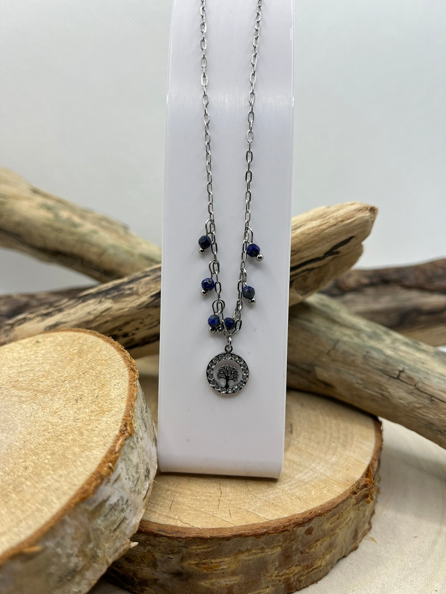 Collier Femme Chaine fine pendentif Arbre de vie Ornés de Strass brillant - Acier inoxydable Doré ou en Argenté