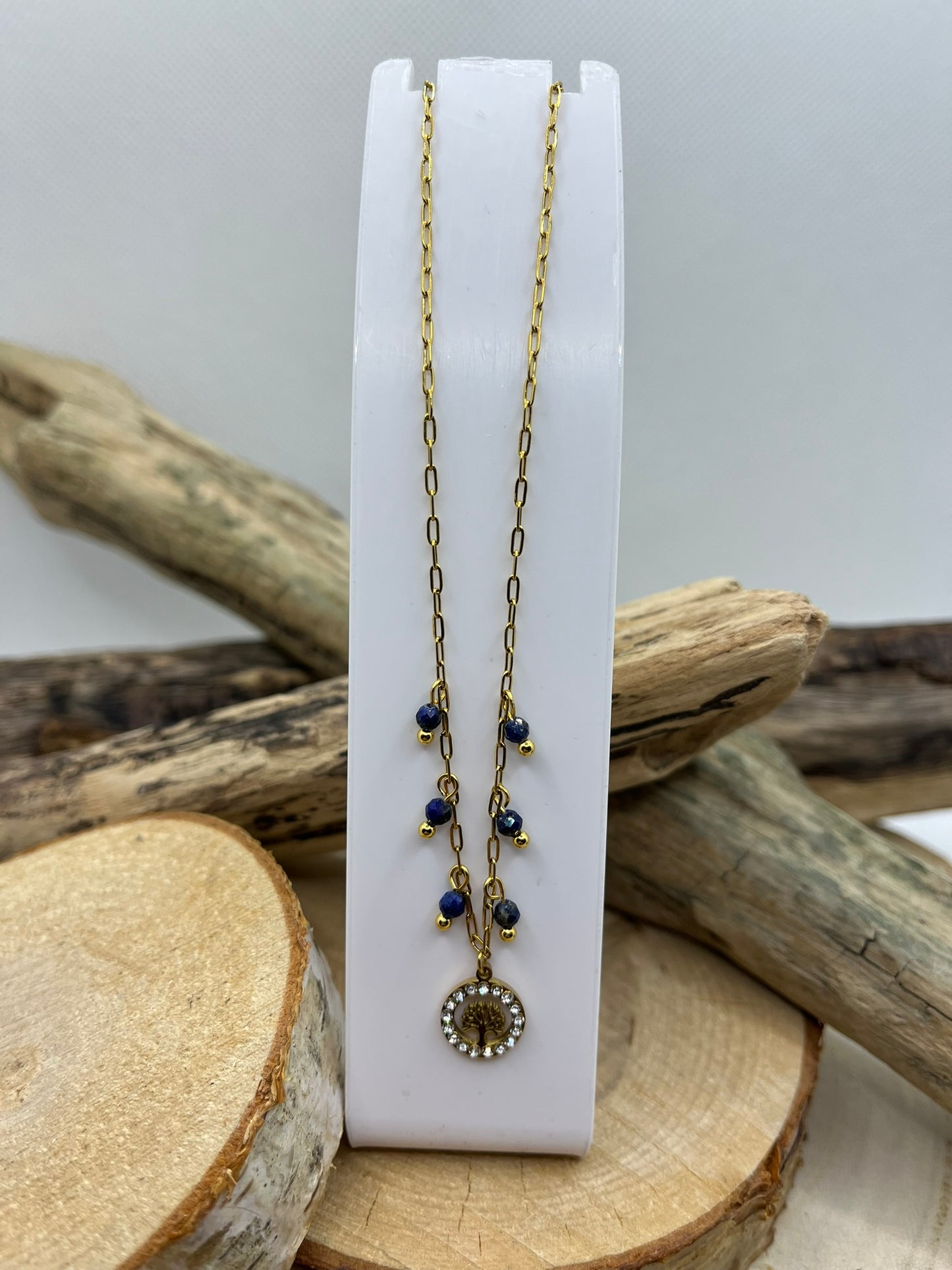 Collier Femme Chaine fine pendentif Arbre de vie Ornés de Strass brillant - Acier inoxydable Doré ou en Argenté
