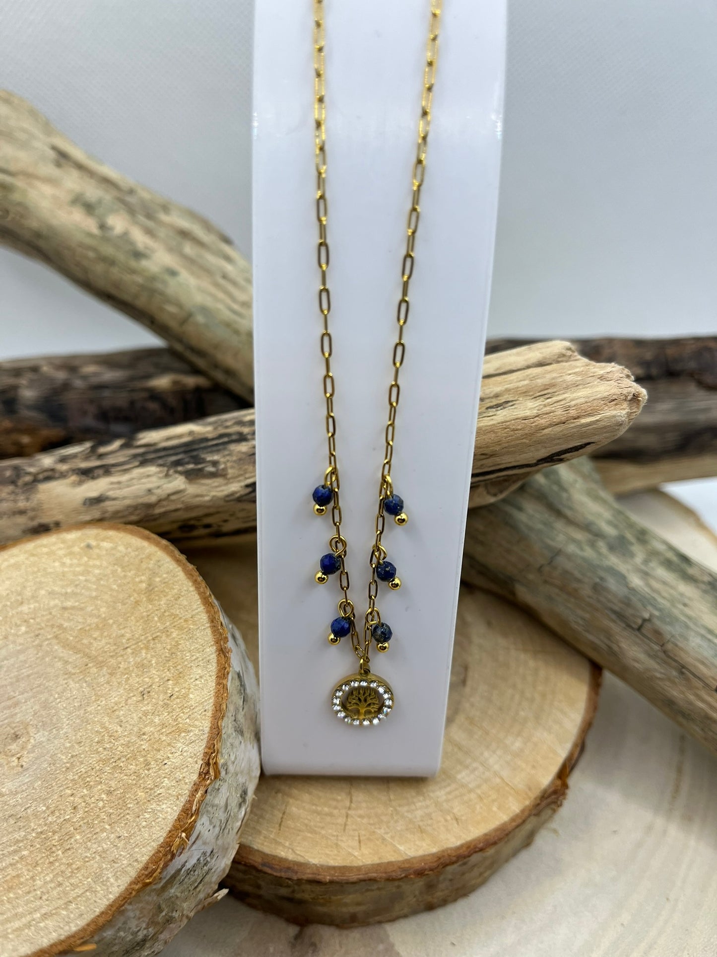 Collier Femme Chaine fine pendentif Arbre de vie Ornés de Strass brillant - Acier inoxydable Doré ou en Argenté