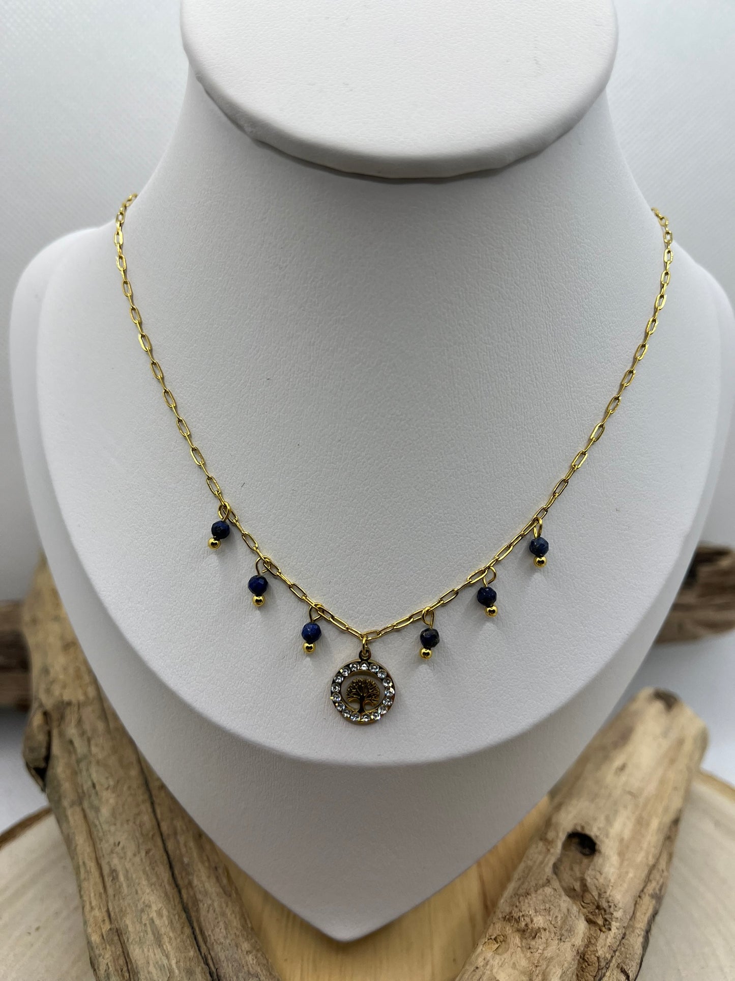 Collier Femme Chaine fine pendentif Arbre de vie Ornés de Strass brillant - Acier inoxydable Doré ou en Argenté
