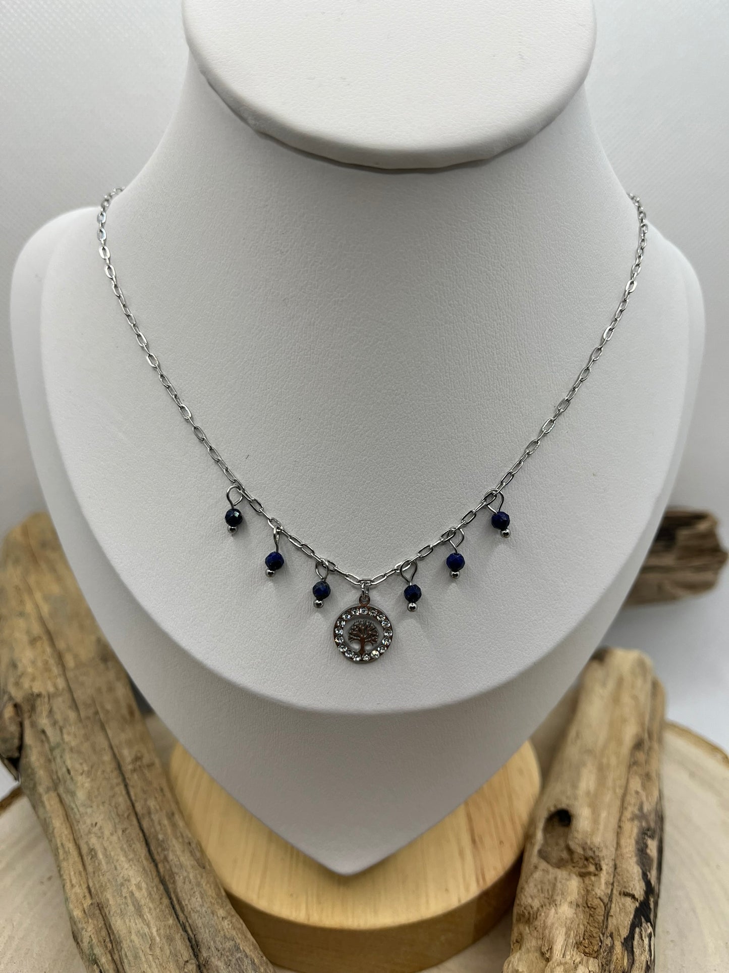 Collier Femme Chaine fine pendentif Arbre de vie Ornés de Strass brillant - Acier inoxydable Doré ou en Argenté