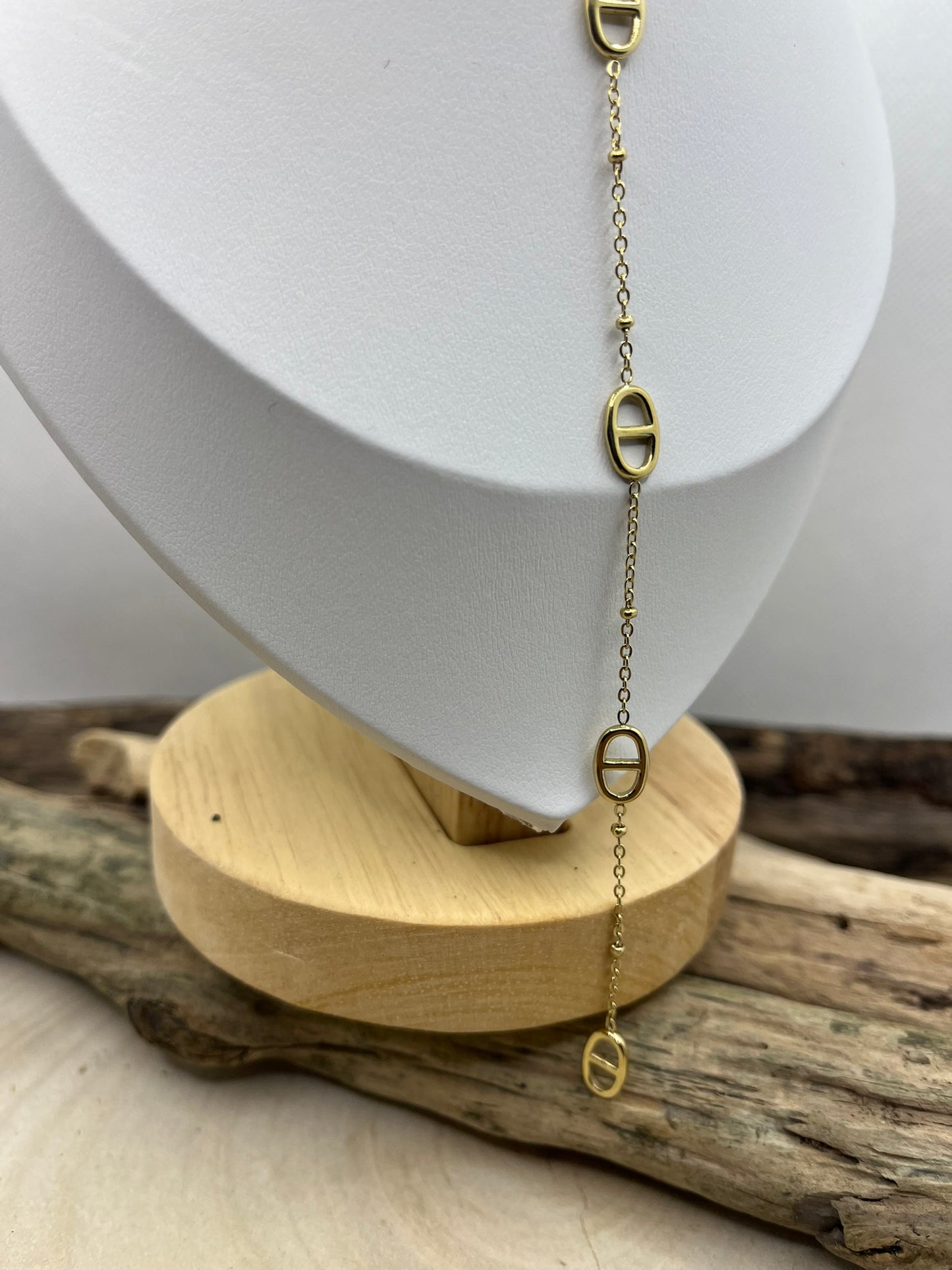 Collier Chaine fine et petite Agrafe + Pendentif chaine avec petite agrafe - Acier inoxydable doré