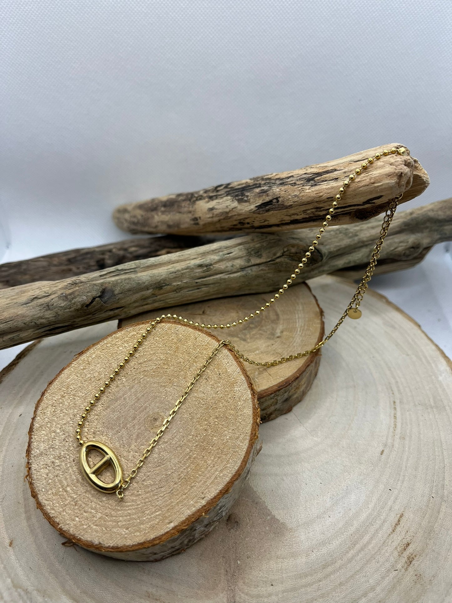 Collier Chaine fine élégant - pendentif style Agrafe - Acier inoxydable dorée ou en Argenté