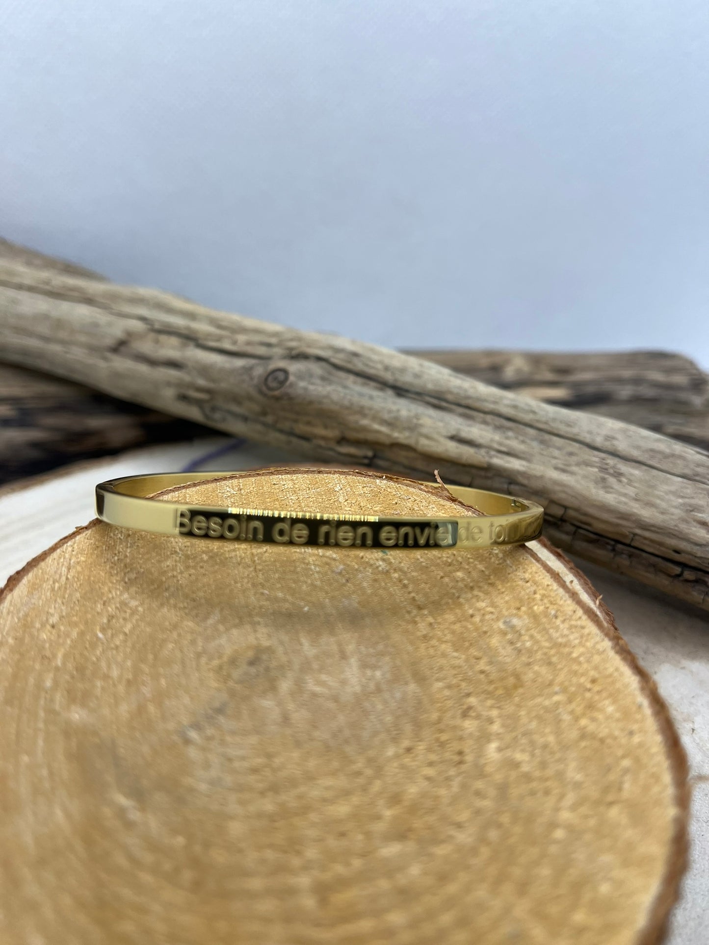 Bracelet Jonc message ( Besoin de rien envie de toi ) - Acier Inoxydable Argenté et Doré