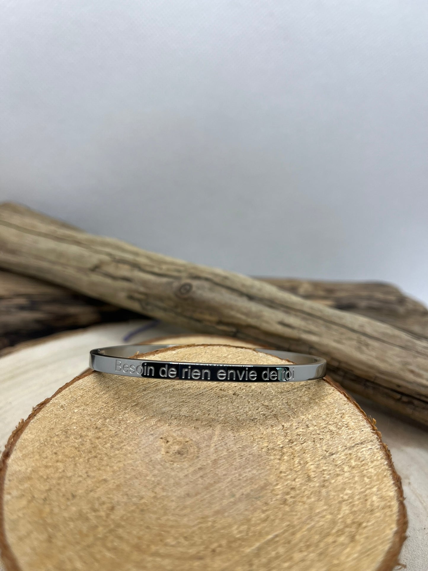 Bracelet Jonc message ( Besoin de rien envie de toi ) - Acier Inoxydable Argenté et Doré