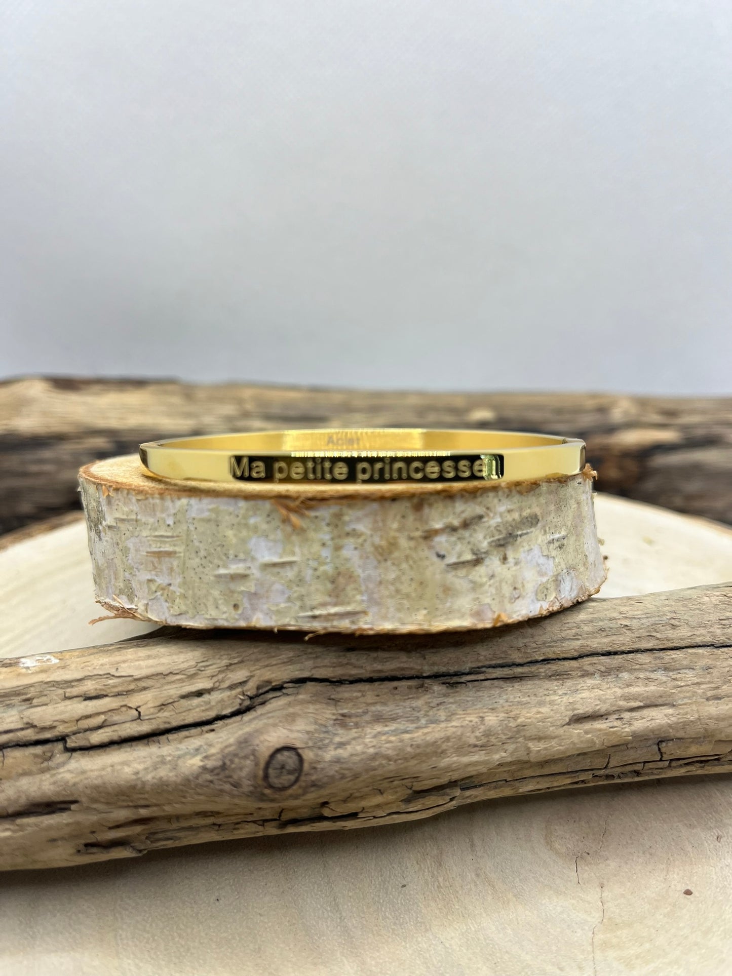 Bracelet Jonc message (Ma petite Princesse ) - Acier Inoxydable Doré