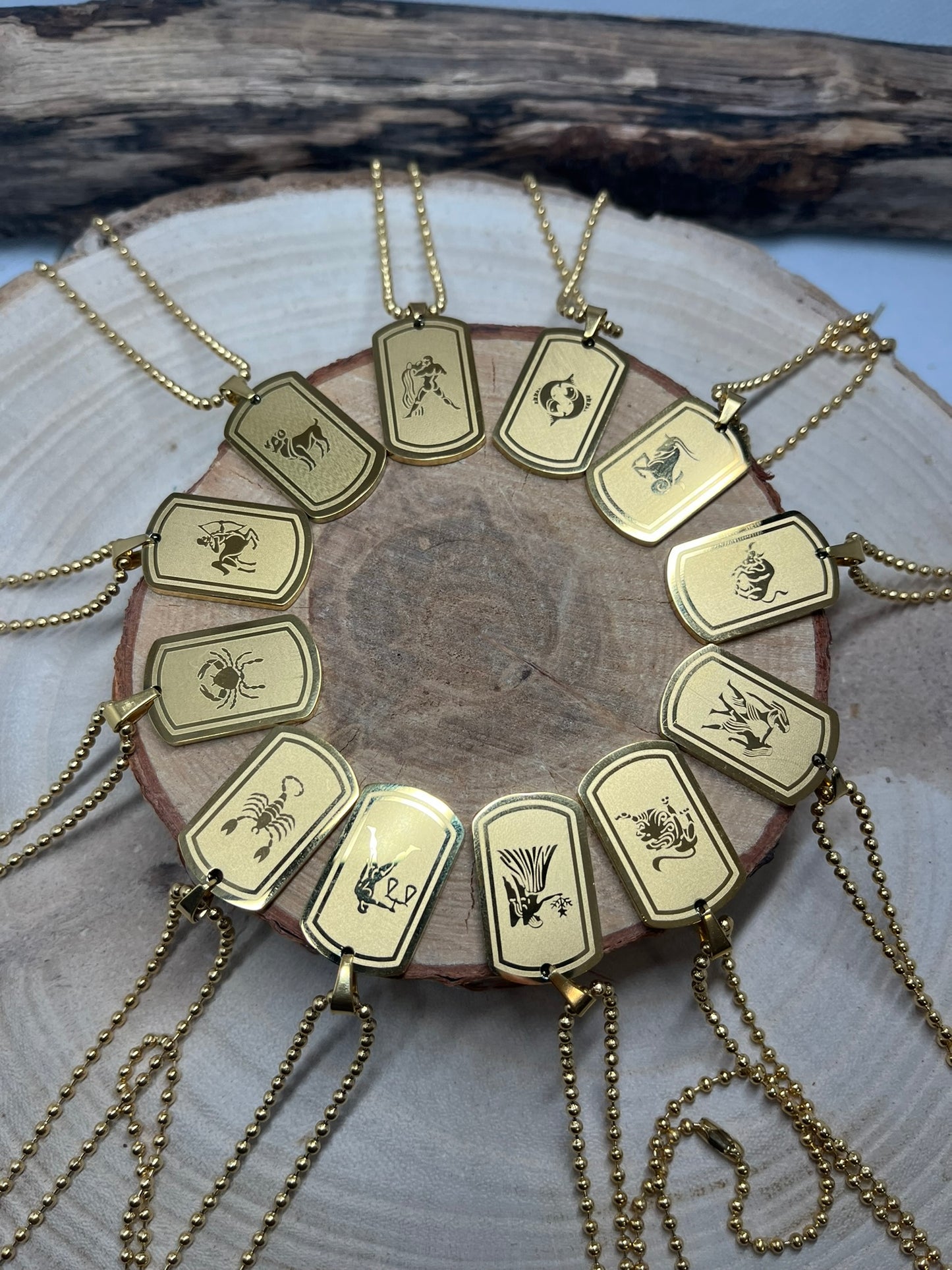 Collier pendentif signe astrologique Zodiaque en Acier inoxydable doré
