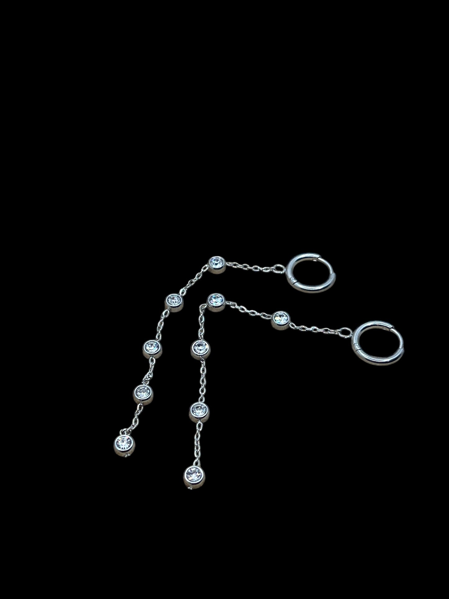 Boucles d'oreilles Chic Pendentif Chaine ornés de strass brillant - Acier inoxydable Doré ou Argenté