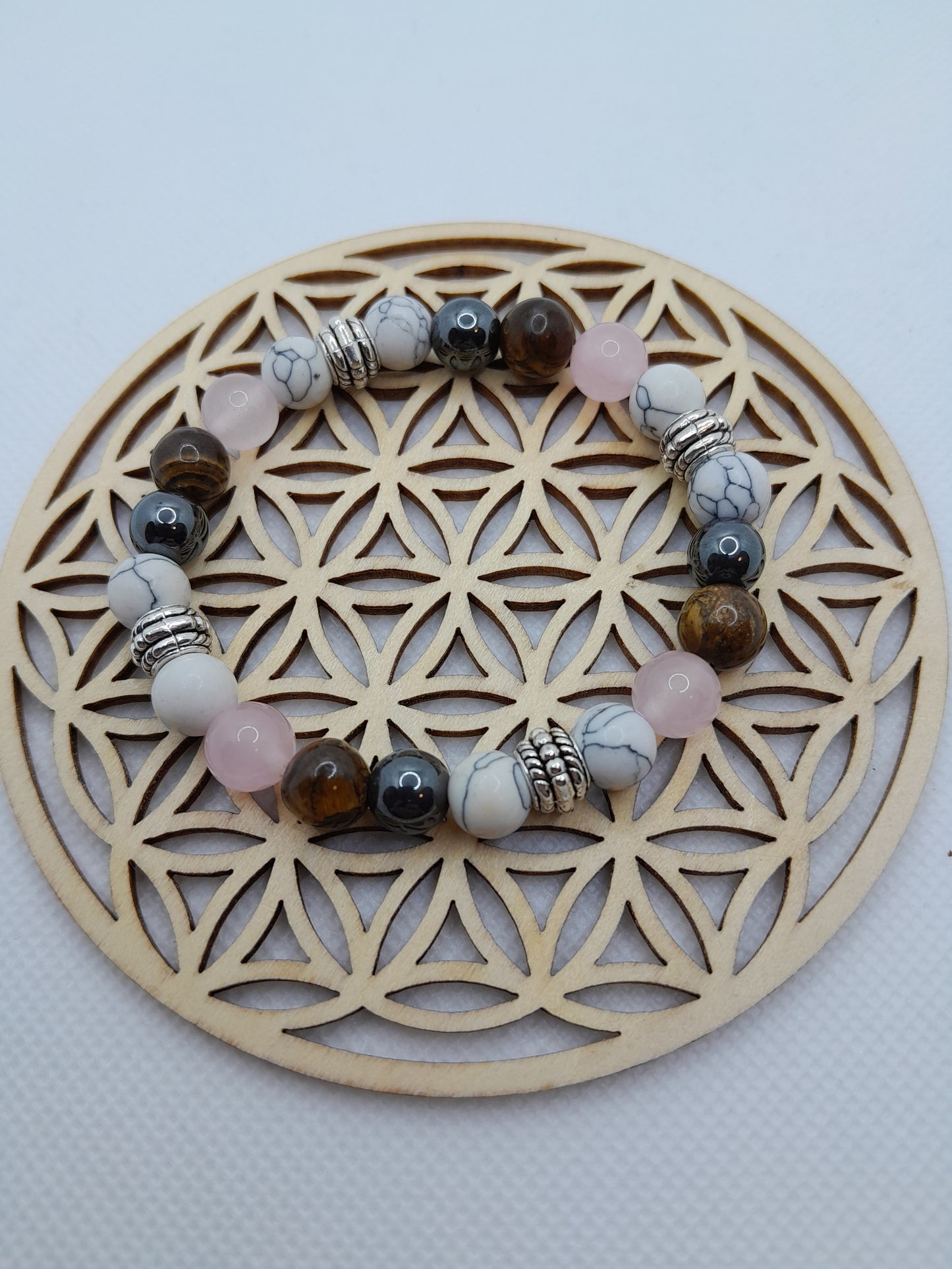 Bracelets Pierres - Oeil de Tigre / Hématite / Howlite / Quartz Rose 8 mm