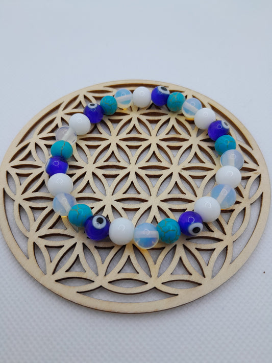 Bracelets en pierre naturelle - Turquoise / Pierre d'Opale / Jade Blanc / Oeil