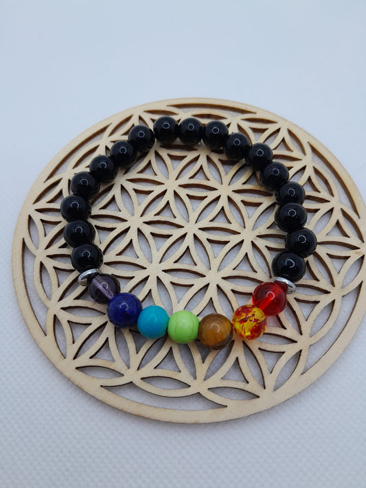 Bracelets en Pierre naturelle - 7 Chakras (Onyx) - 8 mm