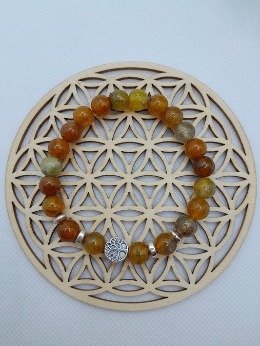 Bracelet en Pierre naturelle - Oeil de dragon jaune / Arbre de Vie