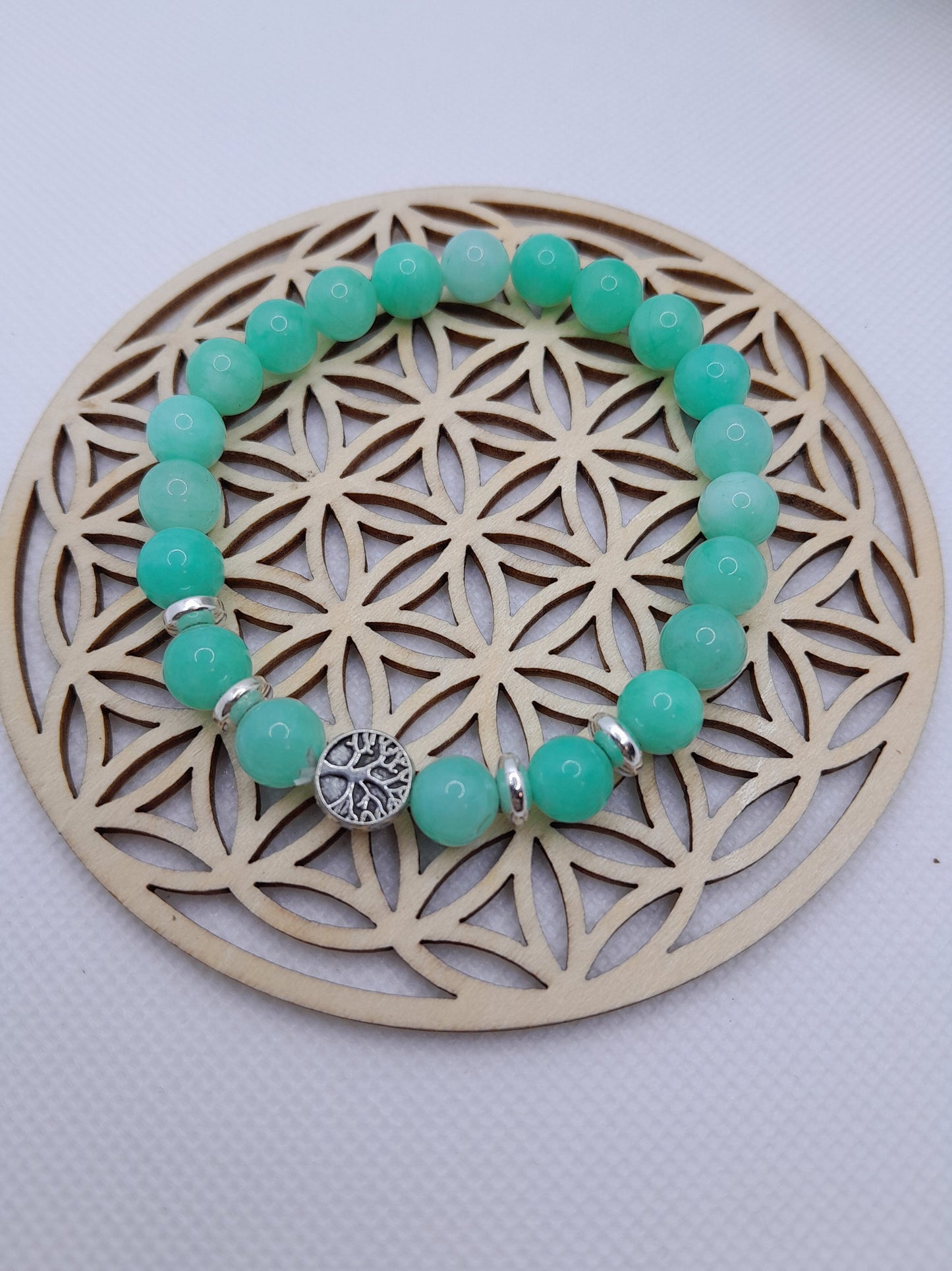 Bracelet en Pierre Naturelle - Jade et son Arbre de Vie