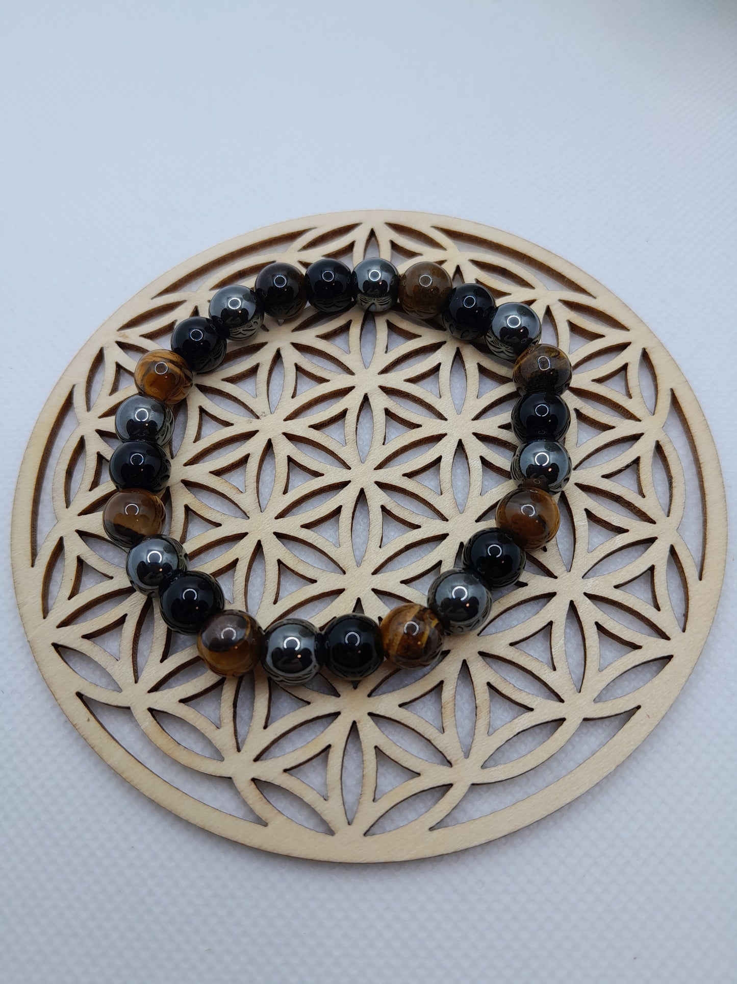 Bracelet en Pierre Naturelle - Oeil de Tigre / Hématite / Onyx