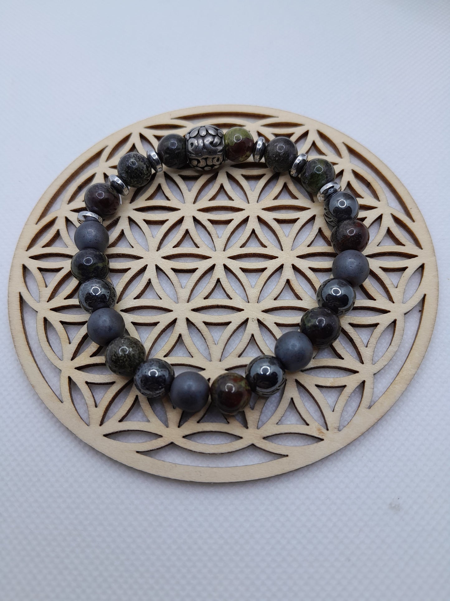 Bracelet en Pierre Naturelle - Jaspe de Sang / Hématite / Unakite