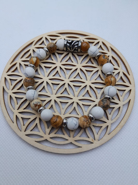 Bracelet en Pierre Naturelle - Jaspe Brun / Howlite