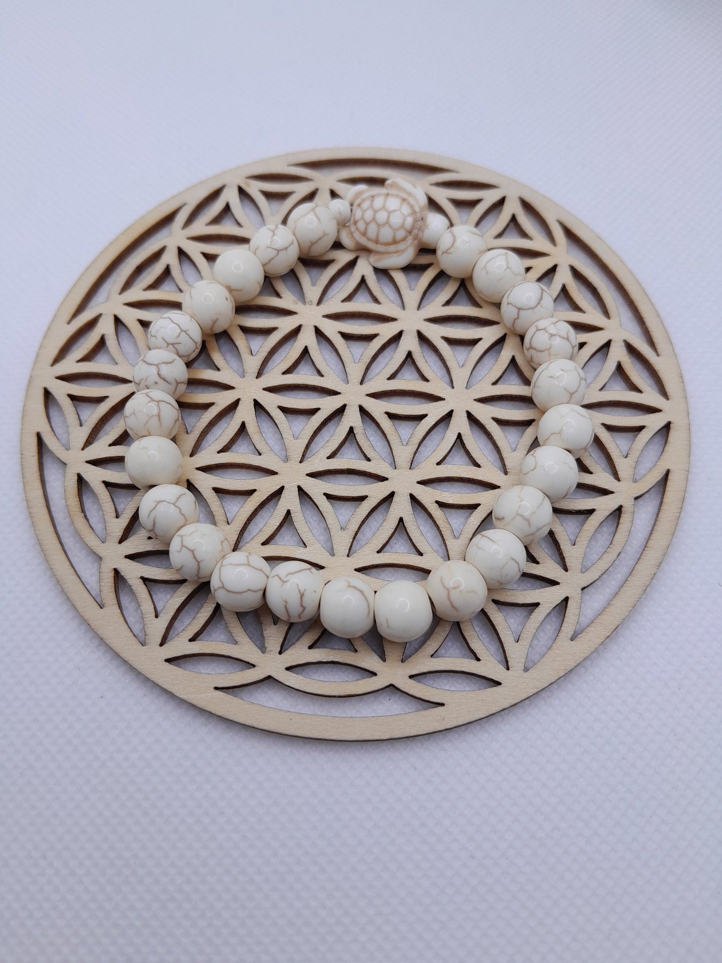 Bracelet en Pierre Naturelle - Howlite de Mongolie / Tortue