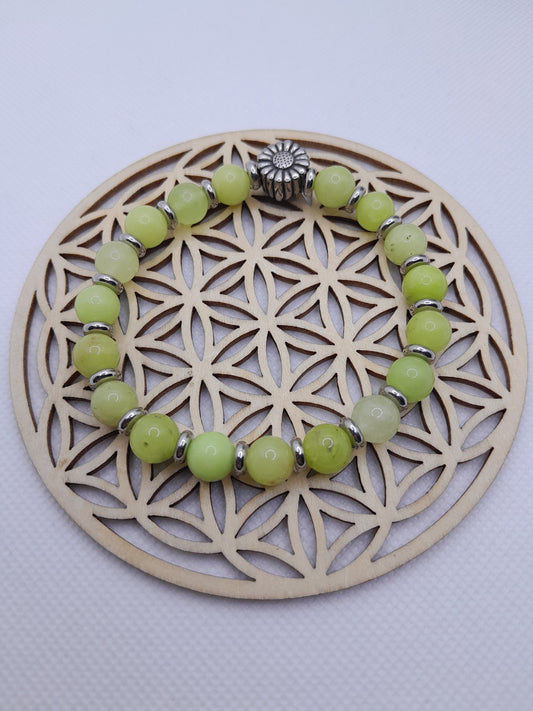 Bracelet en Pierre Naturelle - Péridot / Perles fleur