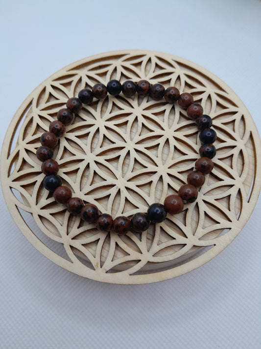 Bracelet en Pierre Naturelle - Obsidienne Rouge - 6mm