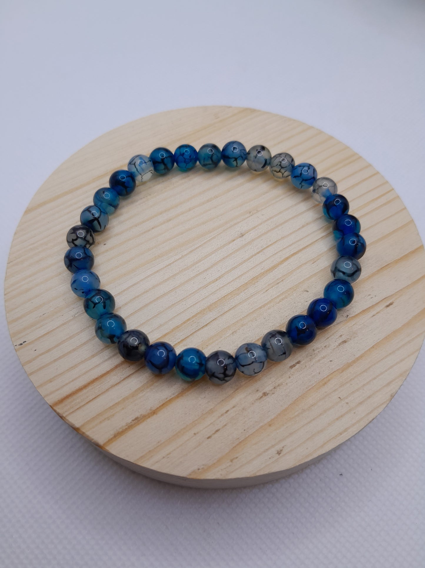 Bracelet en Pierre Naturelle - Oeil de Dragon Bleue - 6 mm