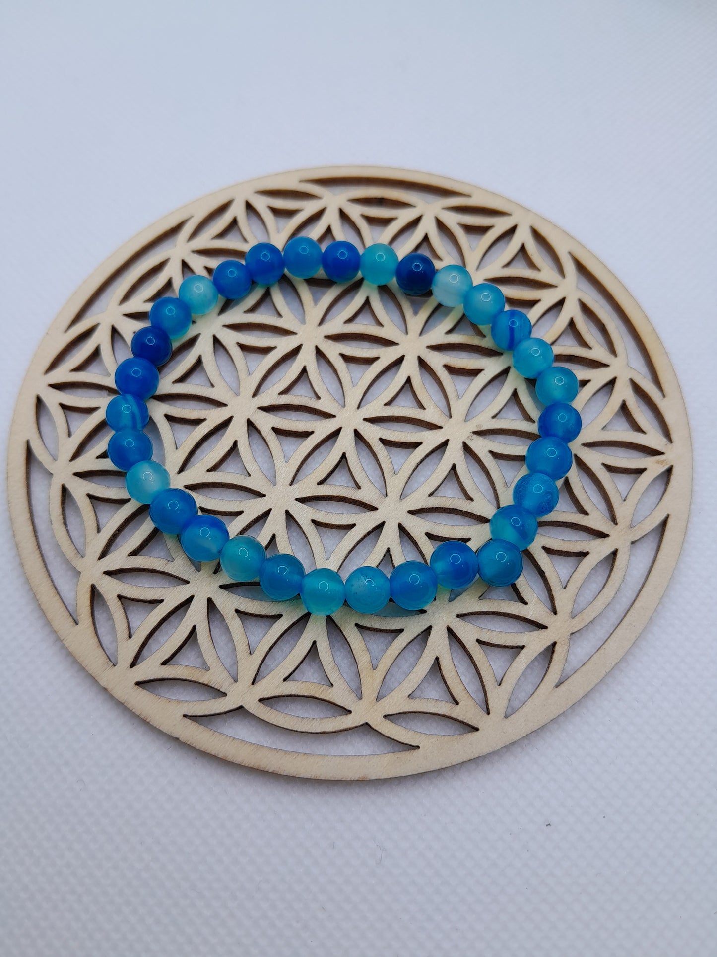 Bracelet en Pierre Naturelle - Agate Bleue - 6 mm