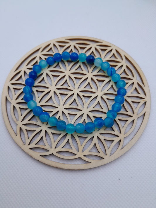 Bracelet en Pierre Naturelle - Agate Bleue - 6 mm