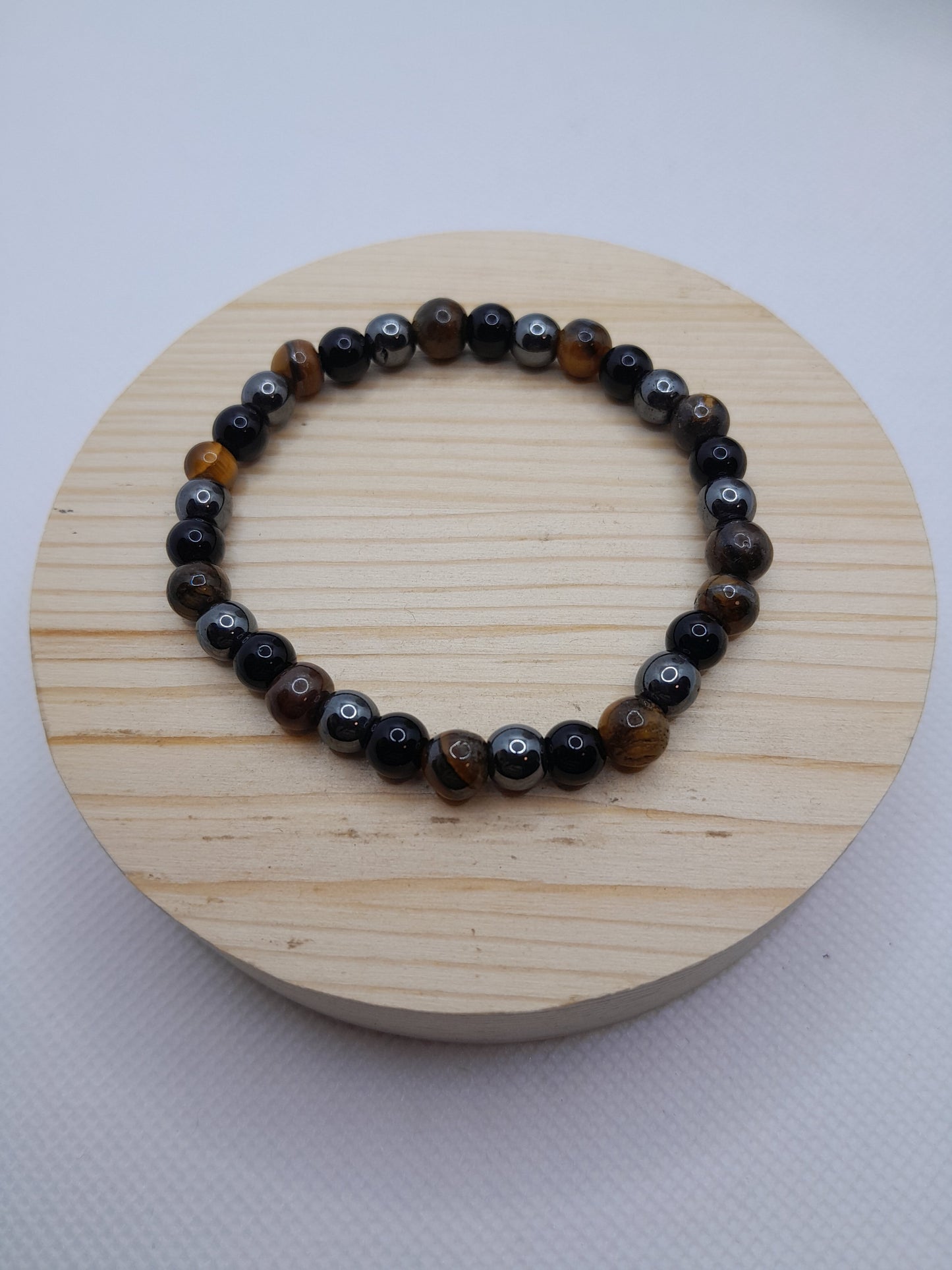 Bracelet en Pierre Naturelle - Oeil de Tigre / Hématite / Onyx