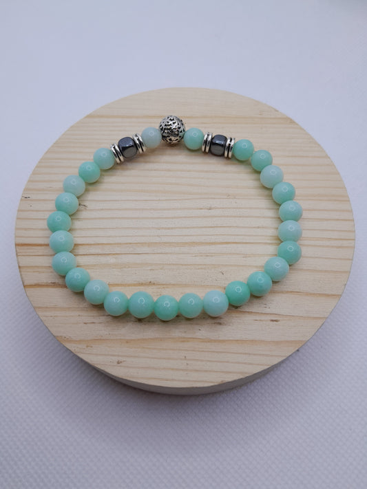 Bracelet en Pierre Naturelle - Jade / Hématite / Perles fantaisie Argenté