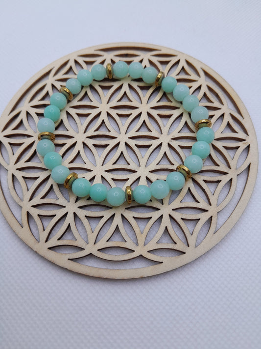 Bracelet en Pierre Naturelle - Jade / perles de séparation doré