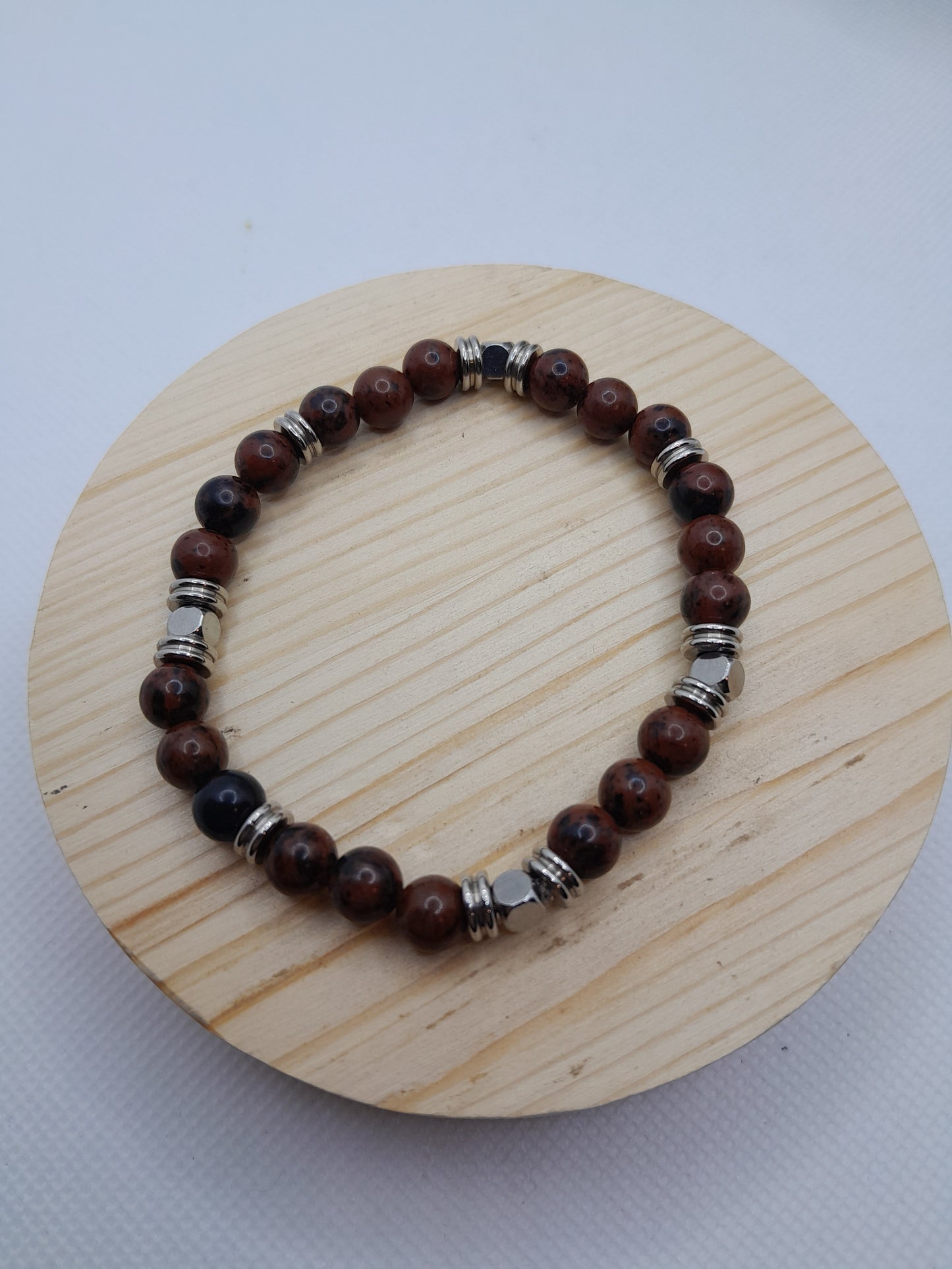 Bracelet en Pierre Naturelle - Obsidienne Rouge