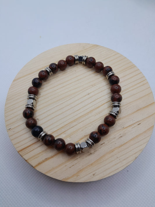 Bracelet en Pierre Naturelle - Obsidienne Rouge