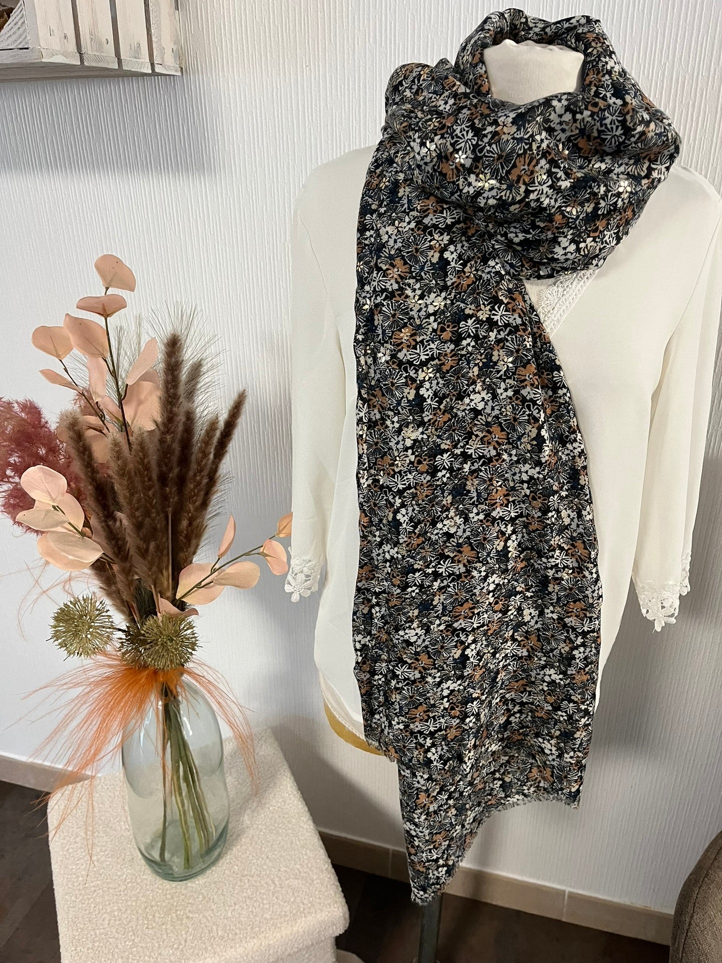 Foulard Femme doux et chaleureux Mode - Couleur Bleu ou de couleur noir
