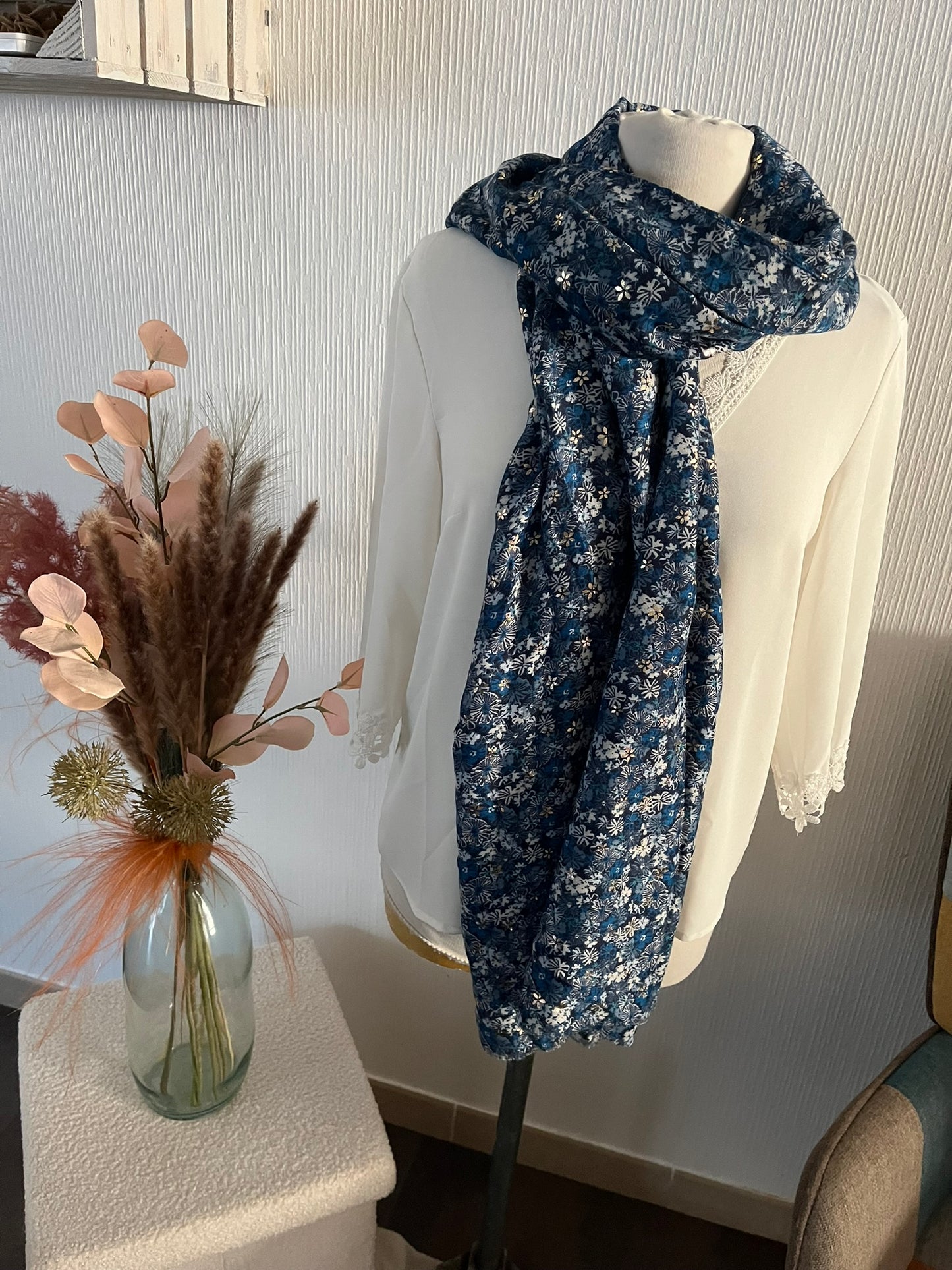 Foulard Femme doux et chaleureux Mode - Couleur Bleu ou de couleur noir