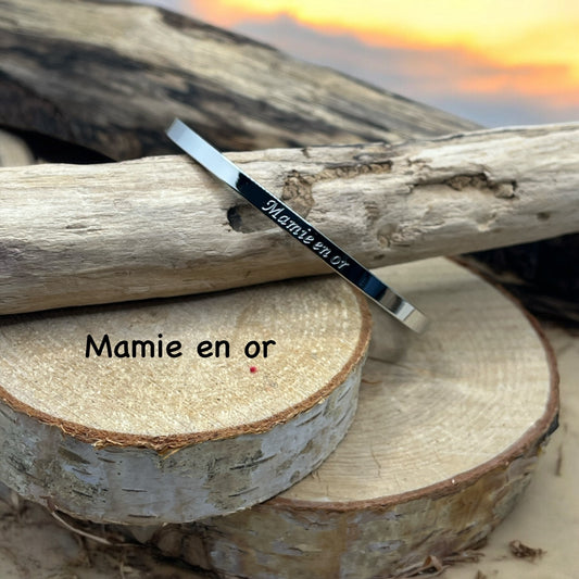 Bracelet Jonc à message ( Mamie en or ) Acier inoxydable - Idée cadeau