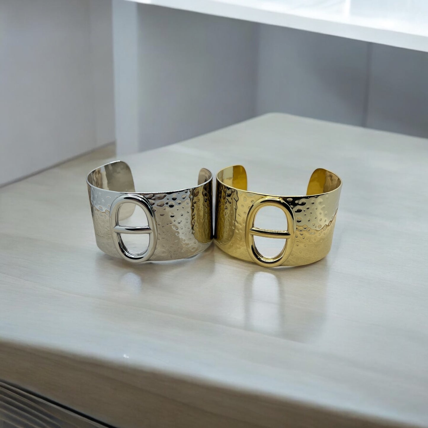 Bracelet JONC Large élégant mode - Acier Inoxydable en Doré ou en Argenté