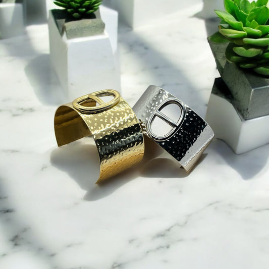 Bracelet JONC Large élégant mode - Acier Inoxydable en Doré ou en Argenté