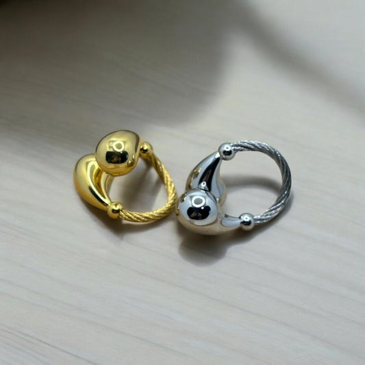 Bague réglable élégante mode - Acier inoxydable - Doré ou en Argenté