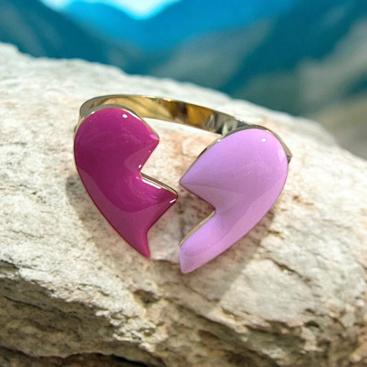 Bague femme réglable très chic mode avec ces 2 nuances de rose - Acier inoxydable doré