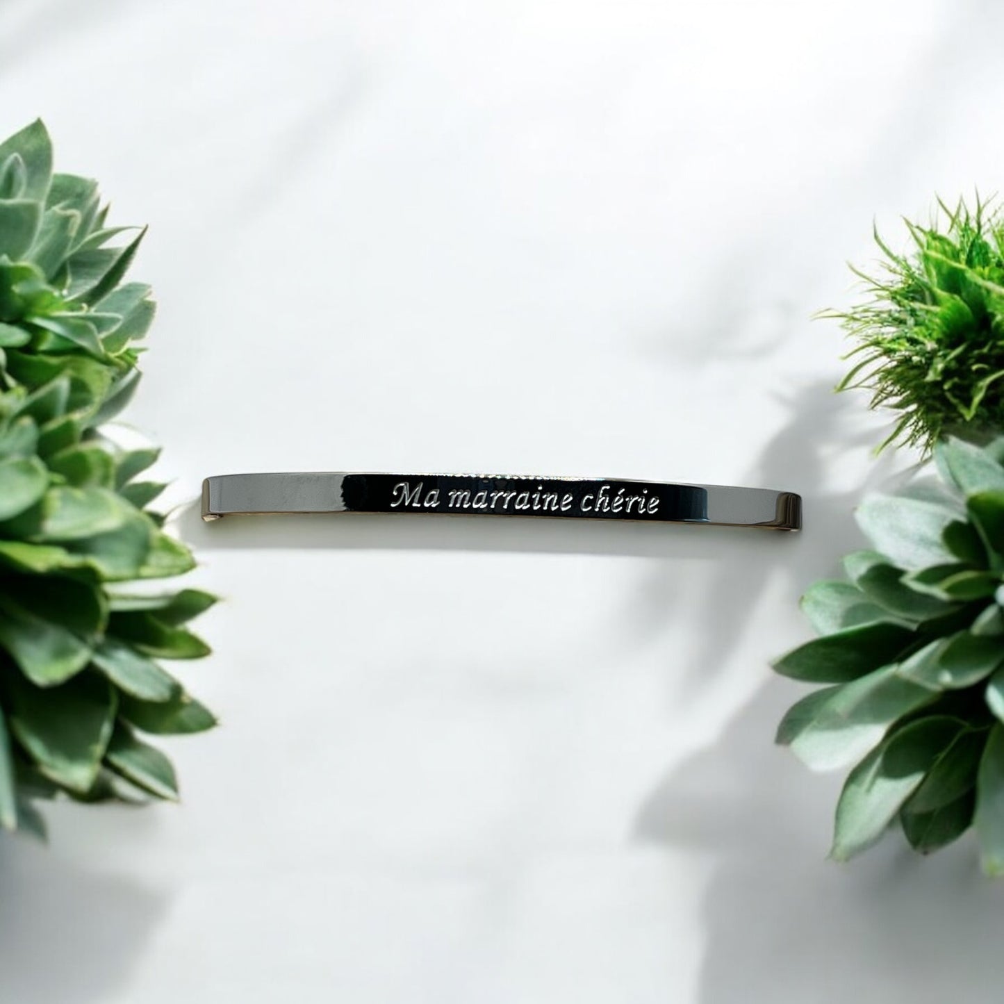 Bracelet Jonc message ( Ma marraine chérie ) - Acier Inoxydable Doré ou en Argenté
