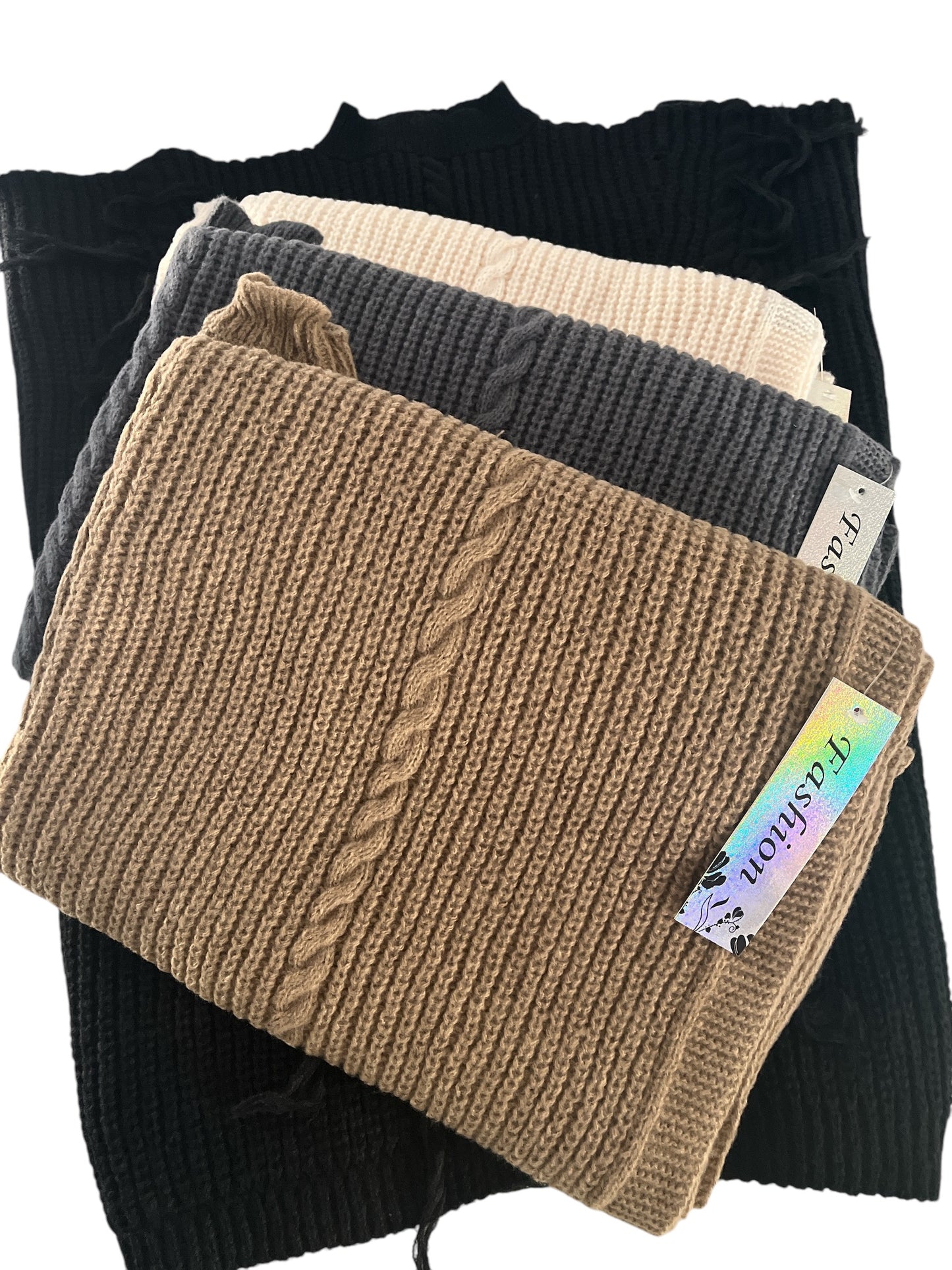 Poncho en Mail Femme avec motif tressé et franges