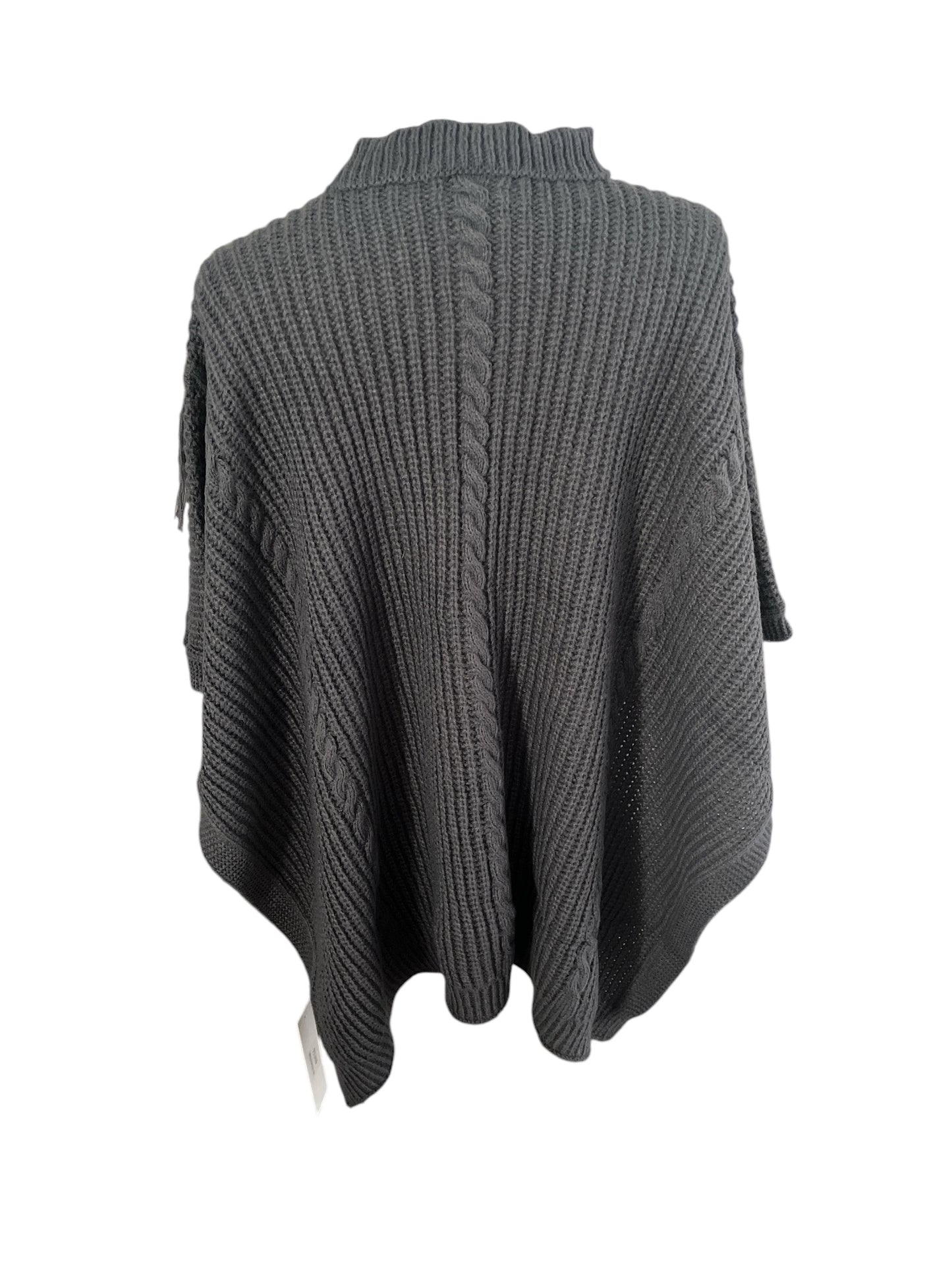 Poncho en Mail Femme avec motif tressé et franges