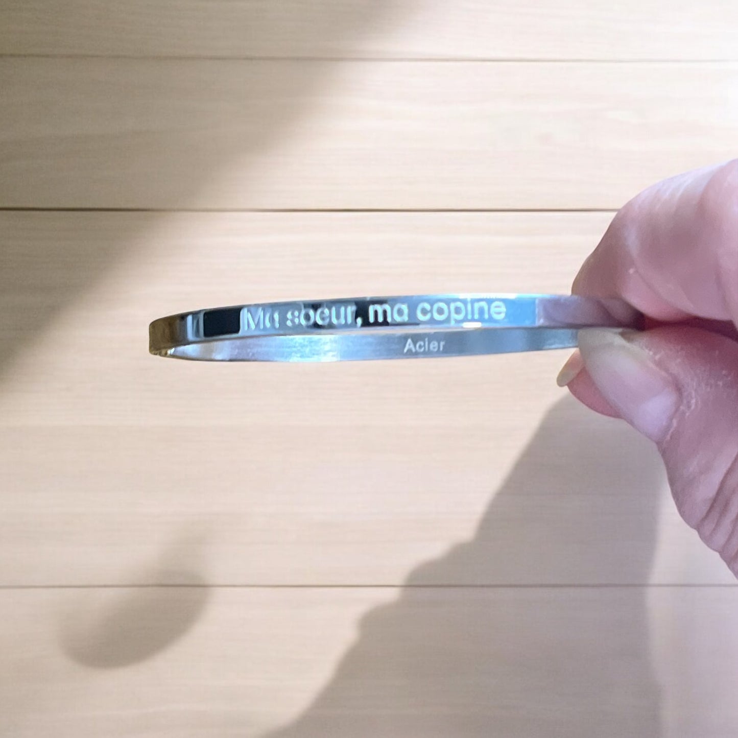 Bracelet Jonc à message ( Ma soeur, ma copine ) - Acier inoxydable doré ou Argenté