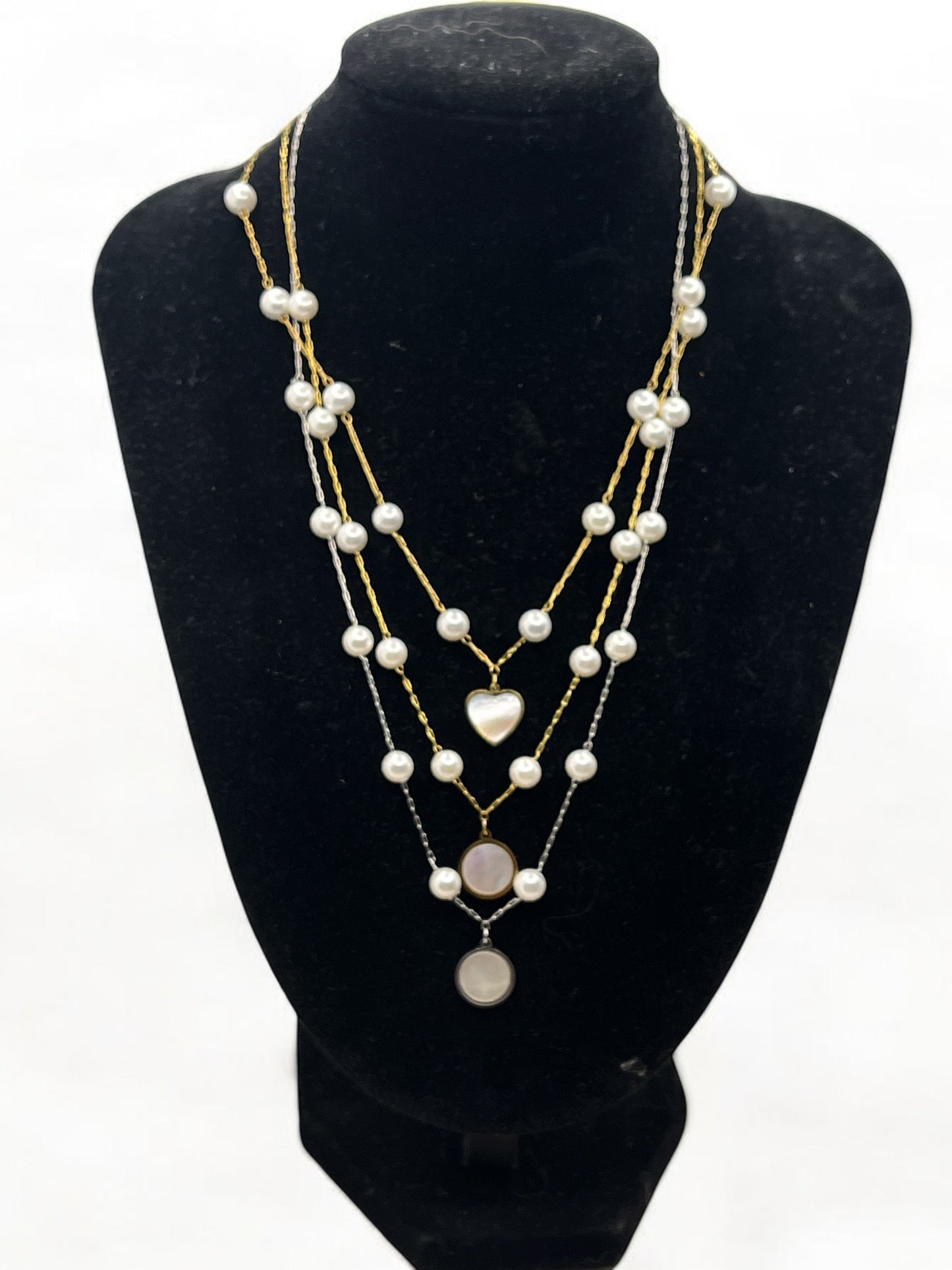 Collier chaine fine de perles Tendance avec pendentif - Elégance - Acier inoxydable doré ou argenté